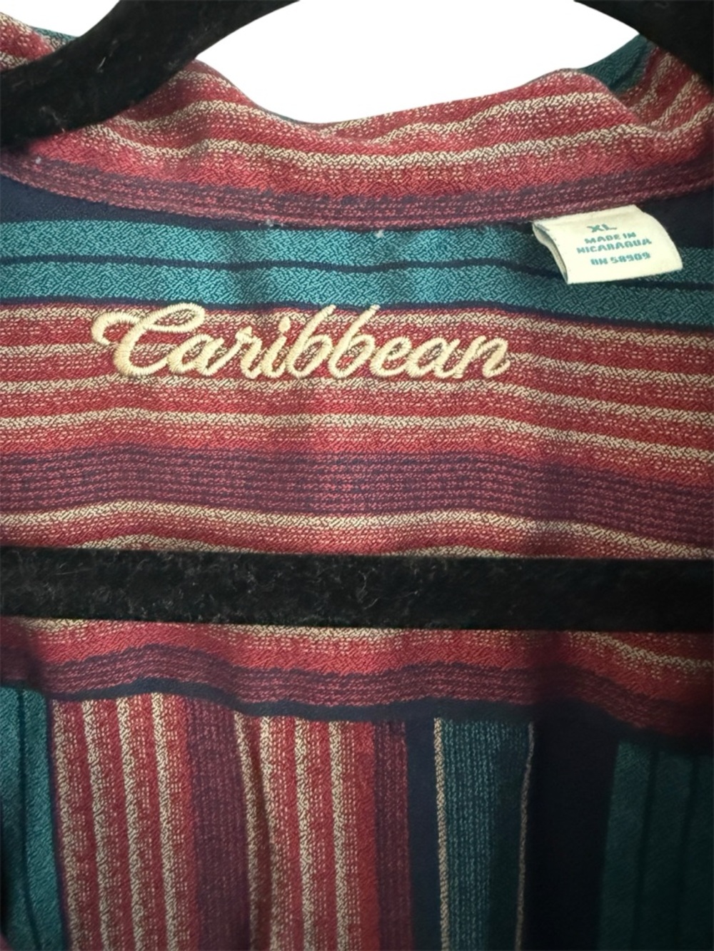Men’s XL Striped Button Up Caribbean Short Sleeve Shirt - Picture 4 of 5